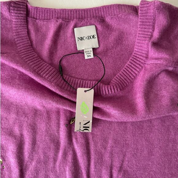 Nic + Zoe Hidden Gems Sweater in Vivid Magenta Plus Size 3X - Picture 8 of 11